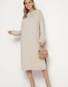 belcci Rochie tip cutie bej cu vâscoză decorată cu fir metalic Arfalea