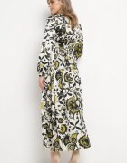 belcci Rochie Verde din satin Maxi cu model ornamental cu elastic în talie Lainare