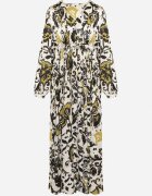 belcci Rochie Verde din satin Maxi cu model ornamental cu elastic în talie Lainare