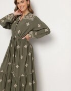 belcci Rochie Verde închisă cu bumbac șnur și broderie decorativă Felliova