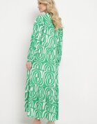 belcci Rochie Verde Lungă Cloș cu Imprimeu Geometric cu Croială Tip Cămașă Verdana