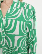 belcci Rochie Verde Lungă Cloș cu Imprimeu Geometric cu Croială Tip Cămașă Verdana
