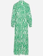 belcci Rochie Verde Lungă Cloș cu Imprimeu Geometric cu Croială Tip Cămașă Verdana