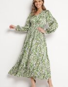 belcci Rochie Verde Maxi cu Elastic în Talie cu Model Mozaic Quirela