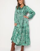 belcci Rochie Verde Maxi cu elastic în talie și cu tiv plisat cu model tweed Viostana