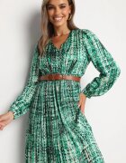 belcci Rochie Verde Maxi cu elastic în talie și cu tiv plisat cu model tweed Viostana