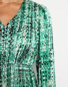 belcci Rochie Verde Maxi cu elastic în talie și cu tiv plisat cu model tweed Viostana