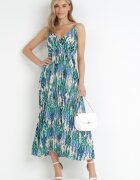 belcci Rochie Verde Maxi cu elastic în talie și tiv plisat Sakize