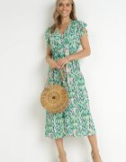 belcci Rochie Verde Plic Maxi cu Volănaș și Elastic în Talie Ahni