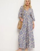 belcci Salopetă Albastră Boho cu Elastic în Talie Legată la Spate cu Picioare Largi Rodolia
