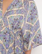 belcci Salopetă Albastră Boho cu Elastic în Talie Legată la Spate cu Picioare Largi Rodolia