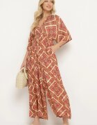 belcci Salopetă Roz-Galbenă Boho cu elastic în talie legată la spate cu picioare largi Rodolia