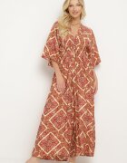 belcci Salopetă Roz-Galbenă Boho cu elastic în talie legată la spate cu picioare largi Rodolia