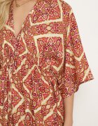 belcci Salopetă Roz-Galbenă Boho cu elastic în talie legată la spate cu picioare largi Rodolia