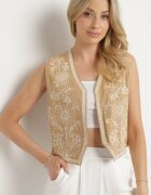 belcci Vestă Bej din Bumbac Decorată cu Broderie Lisanwena