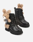 bellamila Botine Negre Tip Worker cu Iepure 3D Zozrise