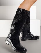 bellamila Cizme de cauciuc Negre Clasice Decorate Cu Imprimeu Floral Qurene