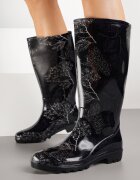 bellamila Cizme de cauciuc Negre Clasice Decorate Cu Imprimeu Floral Qurene