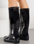 bellamila Cizme de cauciuc Negre Clasice Decorate Cu Imprimeu Floral Qurene