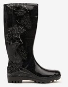 bellamila Cizme de cauciuc Negre Clasice Decorate Cu Imprimeu Floral Qurene
