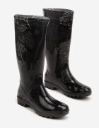 bellamila Cizme de cauciuc Negre Clasice Decorate Cu Imprimeu Floral Qurene