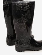bellamila Cizme de cauciuc Negre Clasice Decorate Cu Imprimeu Floral Qurene
