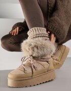 bellamila Cizme de zăpadă Bej închis cu Talpă Groasă cu Blană Tesila