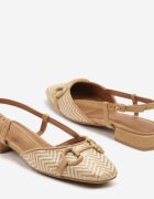 bellucci Sandale Slingback Bej închis cu ornamente din tweed și aplicație decorativă Ridianoria
