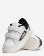 bessky Pantofi Sport Alb-Negru cu Branț din Piele cu Velcro