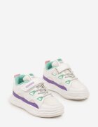 bessky Pantofi Sport Alb-violet Sneakers cu Scai cu Branț din Piele Falinea