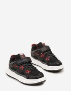 bessky Pantofi sport Negru-Roșii Sneakers cu scai cu branț din piele Falinea