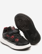 bessky Pantofi sport Negru-Roșii Sneakers cu scai cu branț din piele Falinea