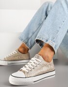 bestelle Adidași aurii cu imprimeu de șarpe peste gleznă decorați cu inscripție și sclipici Terlevia