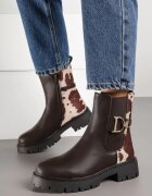 bestelle Botine Chelsea Maro cu imprimeu de vacă decorate cu aplicație elegantă Nalamesa