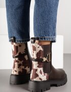 bestelle Botine Chelsea Maro cu imprimeu de vacă decorate cu aplicație elegantă Nalamesa