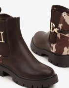 bestelle Botine Chelsea Maro cu imprimeu de vacă decorate cu aplicație elegantă Nalamesa