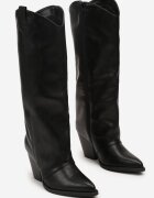 bestelle Cizme Cowboy Negre pe Toc Conic cu Gambă Dreaptă Aferrive
