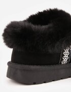 bestelle Ghete de zăpadă joase cu panglică decorativă și blăniță Lomarae Negre