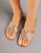 bestelle Papuci Aurii Transparente Decorate Cu Cristale Mirazana