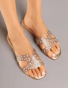 bestelle Papuci Aurii Transparente Decorate Cu Cristale Mirazana