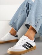 besty Adidași Alb-Negru în Stilul Tenisilor Clasici cu Cusături Decorative Nartewia
