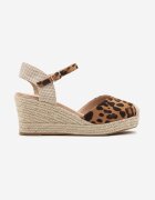 besty Sandale Leopard cu platformă decorate cu împletitură Odiena