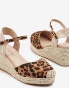 besty Sandale Leopard cu platformă decorate cu împletitură Odiena