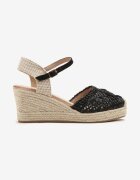 besty Sandale Negre cu platformă Decorate cu împletitură în stil Boho Nevoline