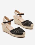 besty Sandale Negre cu platformă Decorate cu împletitură în stil Boho Nevoline