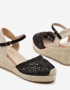 besty Sandale Negre cu platformă Decorate cu împletitură în stil Boho Nevoline