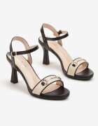 besty Sandale Negre cu Toc Stiletto Decorate cu Cataramă Metalică Zdivaya