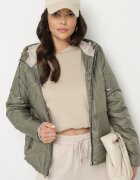bh forever Geacă Verde Casuală cu Glugă și Șnururi Decorative Evialinae
