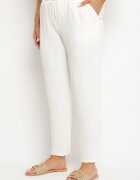 bh forever Pantaloni Albi cu croială dreaptă cu elastic în talie Filavia