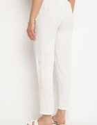 bh forever Pantaloni Albi din In cu Croi Clasic cu Elastic în Talie Filarse
